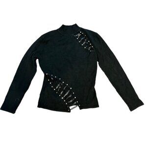 RoLinleer black mock neck with stylish cut outs size S